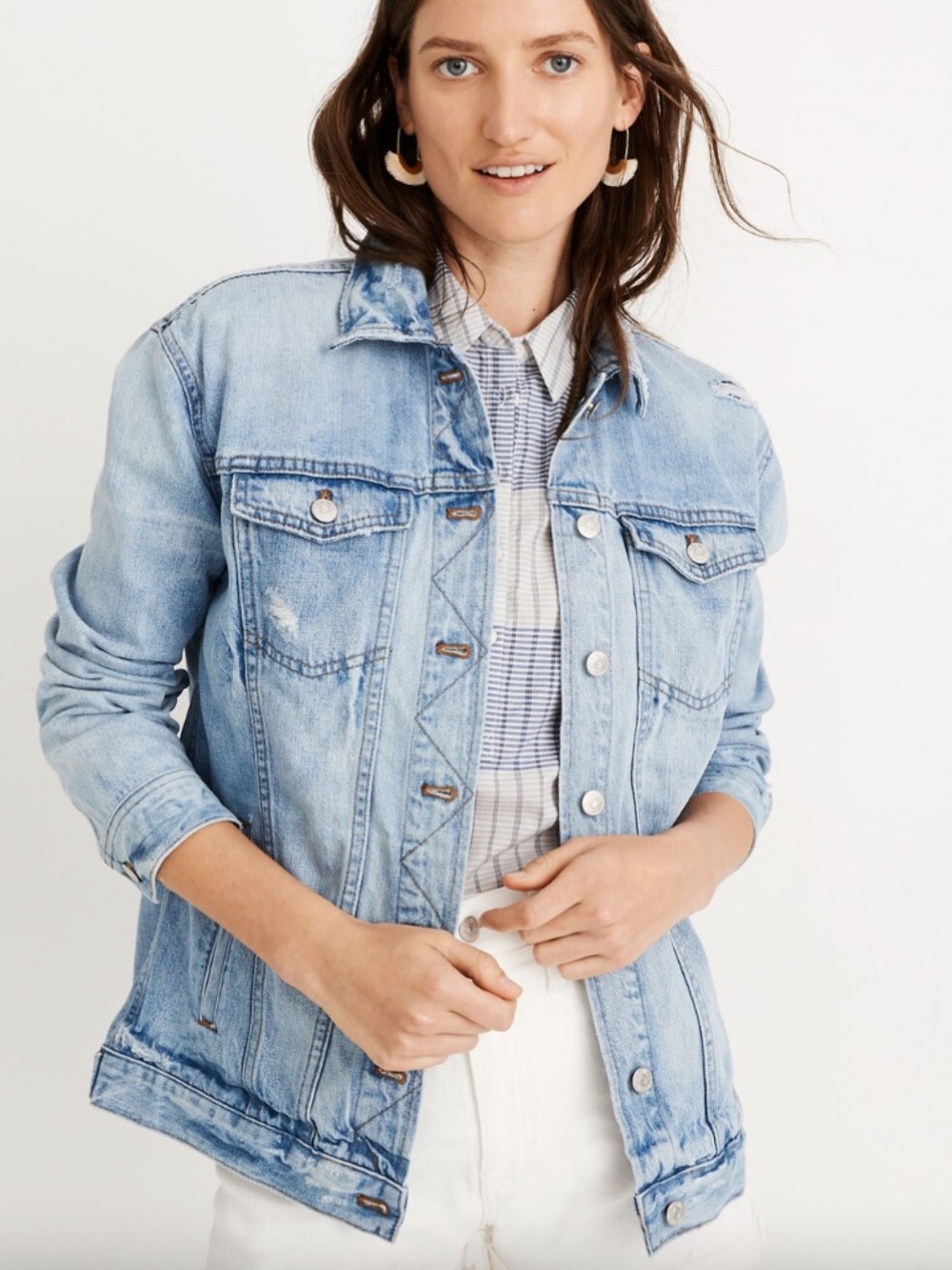 Madewell Oversized Jean Jacket — Distressed Medium Wash / Junction Wash